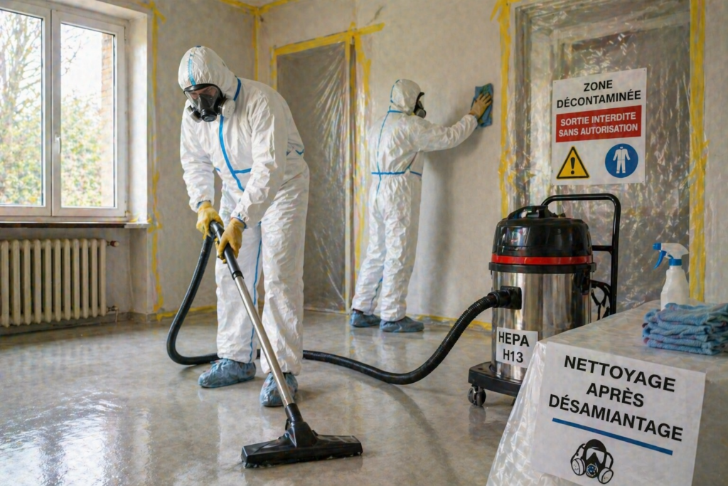 nettoyage après désamiantage contrôle empoussièrement