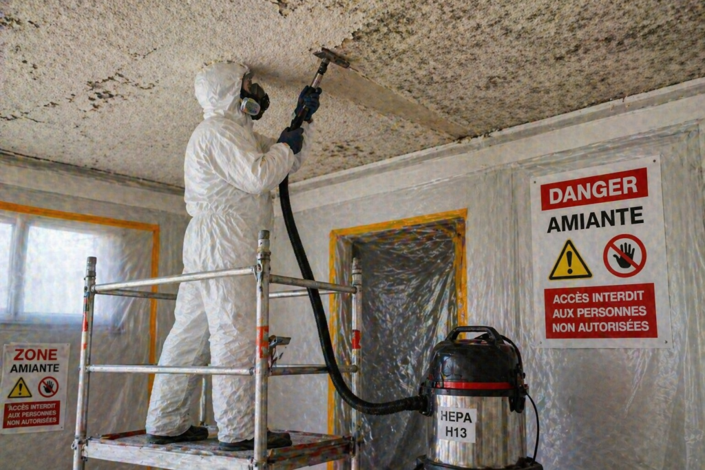 amiante plafond flocage dalles faux plafond