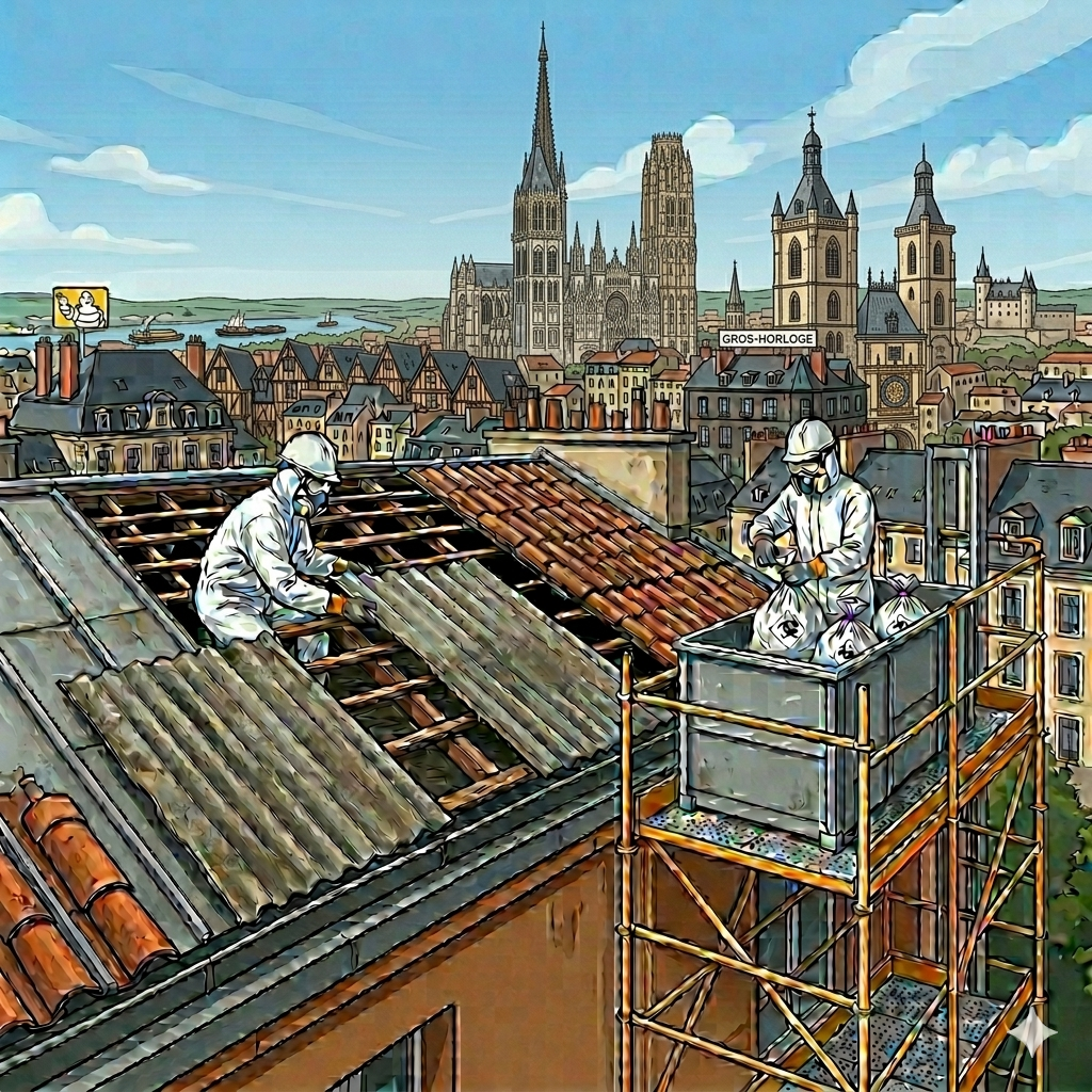 désamiantage toiture Rouen fibrociment
