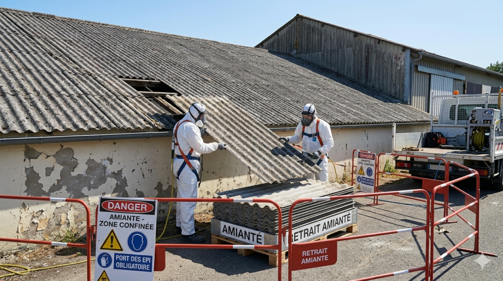 désamiantage toiture fibrociment retrait amiante